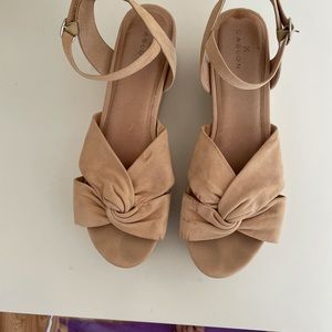Tan Suede Platform Sandals